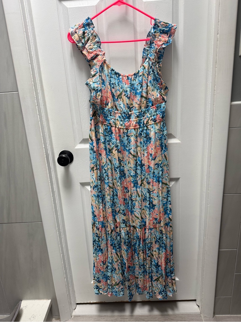 Abercrombie & Fitch Blue & Pink Floral Maxi Dress